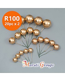 Faux Balls Cake Topper Set For Cake Decorating - Gold - 40pc