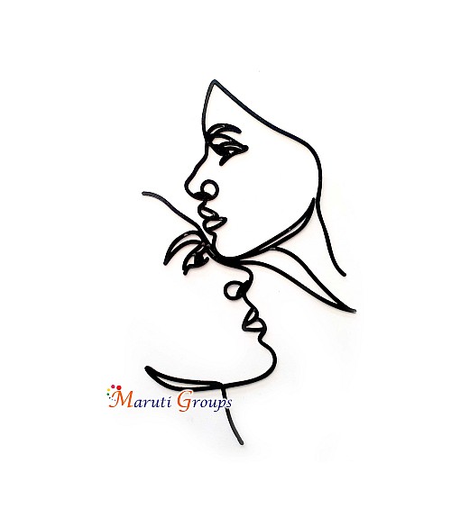 Kissing Head Face Abstract Cake Topper – U Line Art Acrylic Topper (Black)