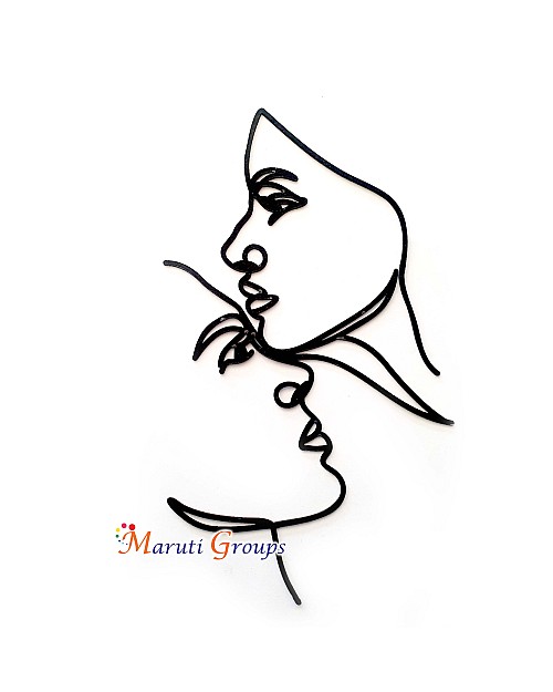 Kissing Head Face Abstract Cake Topper – U Line Art Acrylic Topper (Black)