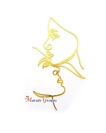 Kissing Head Face Abstract Cake Topper – U Line Art Acrylic Topper (Gold)