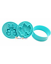 Christmas Holly Leaves and Candy Biscuit Stamp Cookie Cutter & Embosser - Design 1 | 7.5cm Stamp