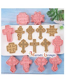 Cross, Prayer Plunger holy Grail Cookie Cutter - Cookie Cutters Communion Biscuit Cutters Communion Confirmation Christening Cookie Cutter Christening Cookie Cutter 3D Biscuit Cutter for Biscuit Dough Fondant Pastry Pack of 8