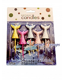 5pc Mermaid Tail candles for Cake Decorating - Happy Birthday Candles