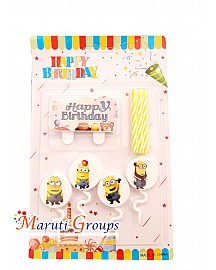 Minions Candles Set for Cake Decorating - Sorted Pictures - Happy Birthday Candles