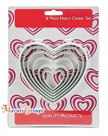 6pc Heart Cookie Cutter Set - Classic Shapes Cutters