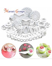 33 Piece Fondant Cookie Cutter Set, Fondant Cookie Cutter, Ejector Stamp Set (sunflower, butterfly, rose petal, plum, daisy, star, heart, rose, clove, hollow flower bud)