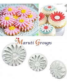 3pcs Veined Sunflower Gerbera Daisy Plunger Cutter