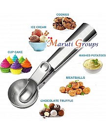 Ice Cream Scoop Set,Portable Stainless Steel Ice Cream Scoop with Trigger and Comfortable Handle,Icecream Scoop Spoon Perfect for DIY Ice Cream,Frozen Yogurt,Fruit,Cookie,Dishwasher Safe