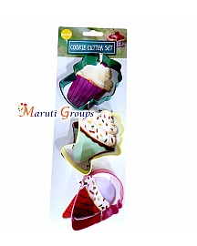 3pc Ice-Cream Cone, Cupcake and Dessert Cookie Cutter Set / Steel Cutter