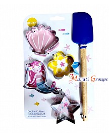 5pc Mermaid Star Flower Sea Shell Spatula Cookie Cutter Set / Steel Cutter