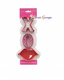 3pc Lips XO Cookie Cutter Set / Kiss Valentines Day Cookie Cutter / Steel Cutter