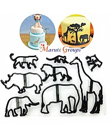  Animal Cookie Cutter- Elephant Lion Giraffe Leopard Fondant Safari Silhouette Cutter