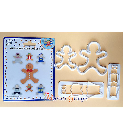 Christmas Gingerbread Man Cookie Cutters Set - 4pcs Funny Boy and Girl Lebkuchen Biscuit Cutters - Plastic