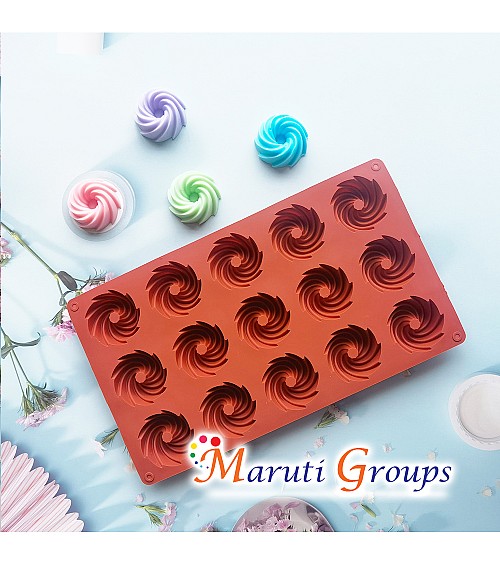 Mini Spiral Shaped 15 Cavity Silicone Cake Molds for Baking Dessert Mousse