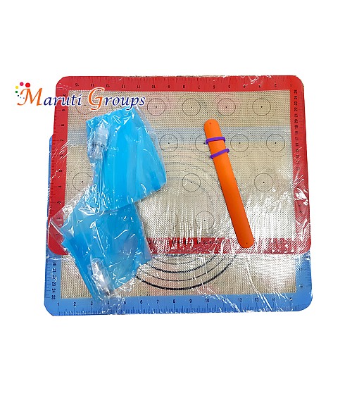 Baking Mat, Macaron Mat, Piping Bag Silicone Pastry Set - Cake decorating