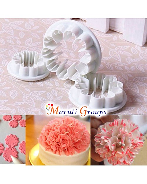 Carnation Fondant Cutter Set - S: 2.5cm, M: 3.5cm, L: 4cm