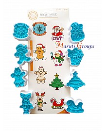 Christmas Plunger Cookie Cutter Set - Children's Biscuit Cutters for Fondant, Gingerbread Men, Snowman, Christmas Tree, Snowflake, Santa, Reindeer, Houses, Bell