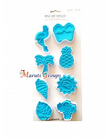 Flamingo , Sun, Ice-Cream, Tropical Leaves, Cactus, Pineapple Plunger Cookie Cutter - Summer Style Cookie Moulding Hawaii Beach Summer Flamingo Palm Leaf Sugar Turned Baked Cookie Moulding_