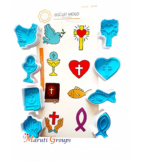 Communion Cookie Cutter Set - Cross, Prayer, Dove of Peace, Fish, Holy Grail Cookie Cutters