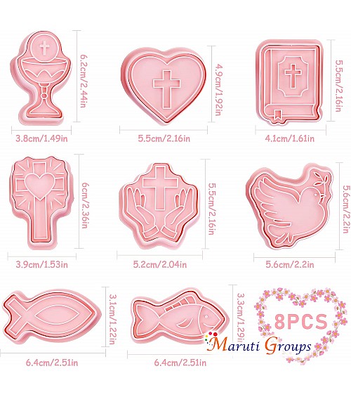 Communion Cookie Cutter Set - Cross, Prayer, Dove of Peace, Fish, Holy Grail Cookie Cutters