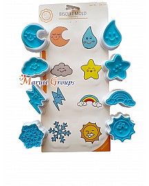 Weather Plunger Cookie Cutter - Natural Weather Biscuit Cutter, DIY Clouds Cookie Stampers Set Biscuit Molds, Cookie Cutters for Baking Fondant Cheese Pastry Cake