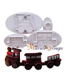 4pc Train Plunger Cutter Set - Train, Carriage, and Wheel Cookie Cutters