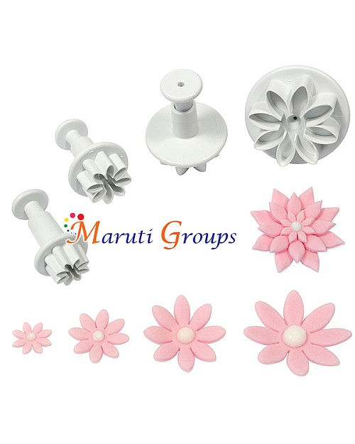 4pc Daisy Flower Plunger Cutter Set - Small, Medium, Large, Extra Large