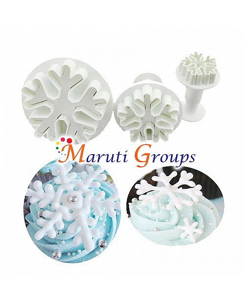 3pc Snowflake Plunger Cutter Set - Cookie Cutters