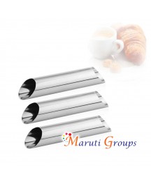 3pc Cannoli Horn Form Set, Large Stainless Steel Canolis Tubes Moulds Cannoli Kit for Baking Cannoli, Croissant Shell, Cream Roll Dessert, Safety Filled Edges