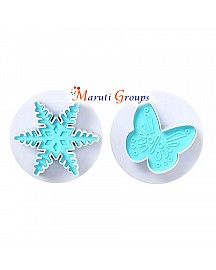 2pc Snowflake Butterfly Plunger Cookie Cutter