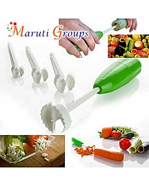  VegeDrill, Vegetable Spiralizer Digger for Stuffed Vegetables, Spiral Cutter Device Corer 4 Piece Set