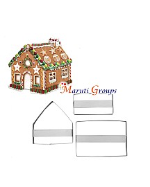 3D Gingerbread House Cutter Set of 3 - Stainless Steel 