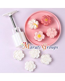 Cherry Blossom Floral Mid Autumn Festival DIY Hand Press Cookie Dessert Cutter Pastry Decoration Flower Impressions Tool Plunger Cookie Cutter / Malaysian Cookie Cutter