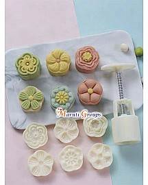 Flower Mooncake Autumn Festival DIY Hand Press Cookie Dessert Cutter Pastry Decoration Flower Impressions Tool Plunger Cookie Cutter / Malaysian Cookie Cutter