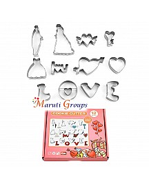 12pc Valentines Cookie Cutter - Stainless Steel