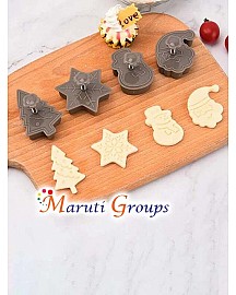 4pc Christmas Cookie Cutter - Set -Snowman, Snowflake, Christmas Tree, Santa Claus Plunger Cutter 