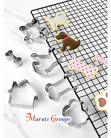 Dog Bone Cookie Cutter Set of 6 pcs- Including Dog Bone, Paw Print, Puppy, Poodle and Dog House Cookie Cutters Shapes, Cute Stainless Steel Biscuit Cutters Fondant Cake Molds - Stainless Steel