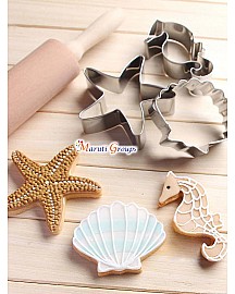 Sea Shell, Seahorse and starfish Cookie Cutters 3-Pc. Set - Stainless Steel