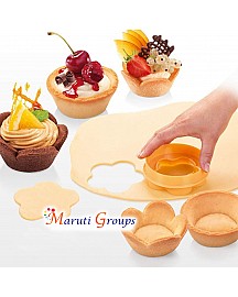  Plastic Pastry Tamper Tart Shell Molds Tart Cutter Flower/Round Dough Cookie Cutter Set Cupcake Mold for Muffin / Pastry Tart Presser