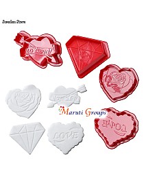 4pcs Valentine's Day - Plunger Cutter / Diamonds, Heart and Love 