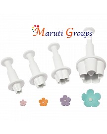 4pc Mini Flower Blossom Plunger Cookie Cutter