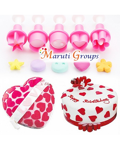 Mini Round Heart Flower Button Round, Star Shape Plunger Cookie Cutter