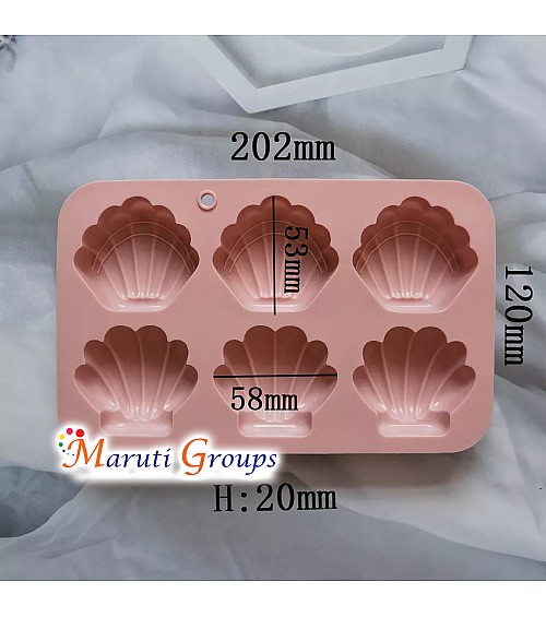 Big Sea Shell Silicone Madeleine Shell Molds – 6 Cavity Cookies Bakeware