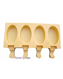 4 Cavity Oval Ice-Cream mould with sticks / Popsicle 