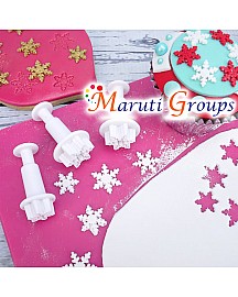 3pc Mini Snowflake plunger cookie cutter