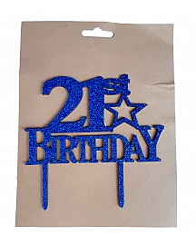 21st Birthday Cake Topper for cake decorating - Blue