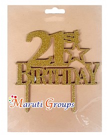 21st Birthday Cake Topper for cake decorating - Gold