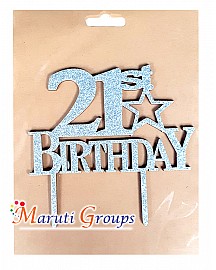 21st Birthday Cake Topper for cake decorating - Sliver