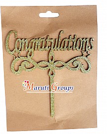 Congratulations Cake Topper For Cake Decorating - Gold