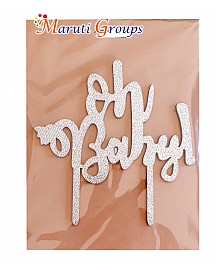 Oh Baby Cake Topper for cake decorating - Silver